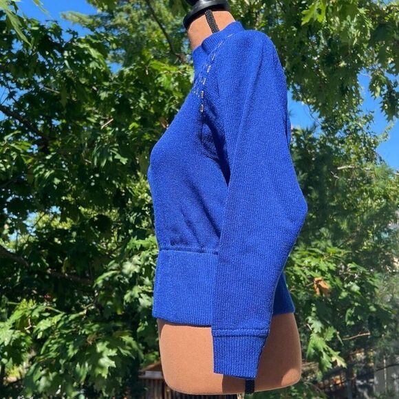 St. John Vintage Bedazzled Mock Turtleneck Sweater with Shoulder Pads, Women’s 2 - Picture 2 of 11